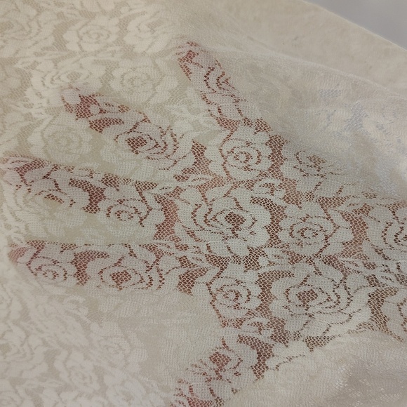 April Cornell Cream Lace Mesh Top Size Small Floral Lace Turtleneck Style - Picture 6 of 7